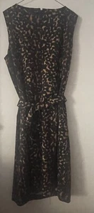 Calvin Klein Women’s Dress Brown & Black Leopard Print Knit Sleeveless Shift 20W - Picture 1 of 3