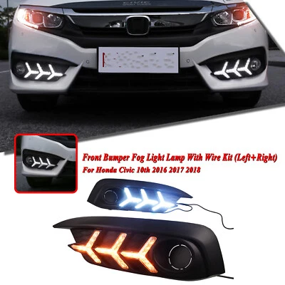 Luz antiniebla delantera diurna LED DRL para Honda CIVIC 2016-2018 2017 2 PIEZAS Foto 1 de 4