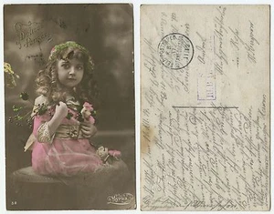 31739 - Douces Pensées - Mädchen - Echtfoto koloriert - Feldpostkarte 11.12.1914 - Imagen 1 de 1