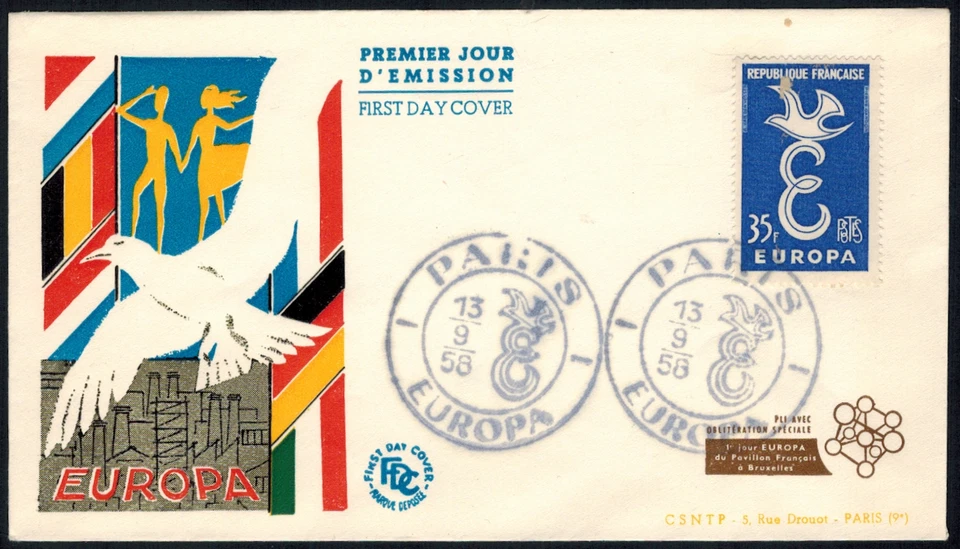 1958-Enveloppe-FDC 1°Jour **/Conseil de l'Europe-Europa -Timbre-Yt.1174 - Photo 1/1
