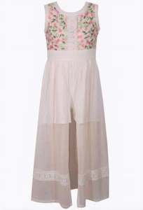 BONNIE JEAN Girls Plus 16.5 Embroidered Walk-through Maxi Romper Dress NWT - Picture 1 of 2