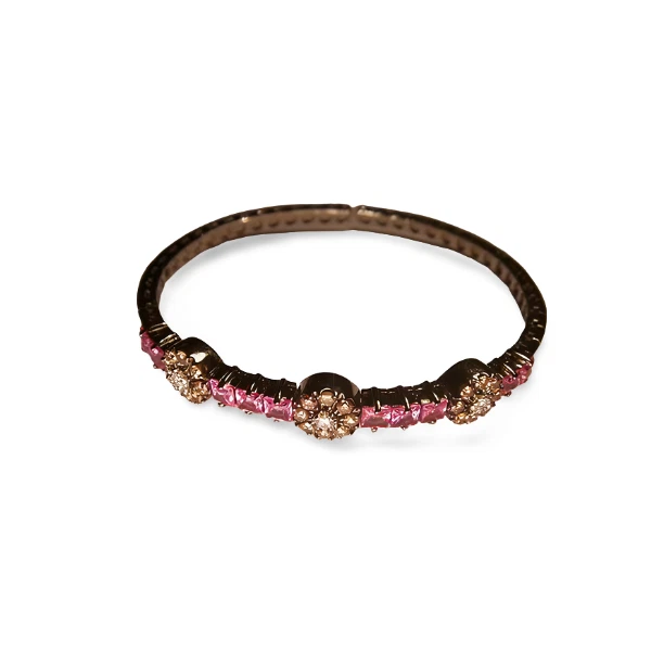 Impresionante Brazalete Estate Oro Blanco 18K Zafiro Rosa Champagne Diamante Foto 1 de 1