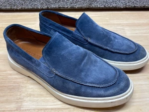 Allen Edmonds Hayes Mens 8 D Blue Suede Loafers Slip On FLAW - Picture 1 of 12