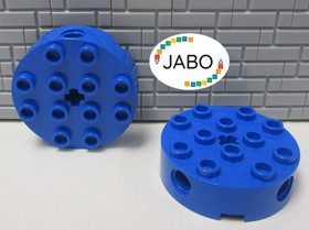 (P14/4/2) LEGO 2x 6222 Brick 4x4 Round with Holes Blue 7159 7161