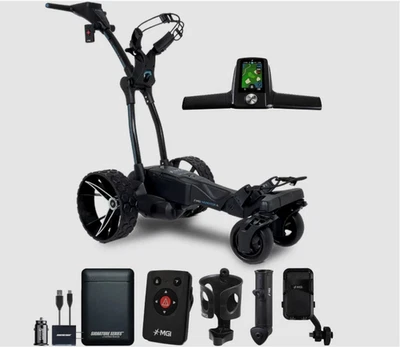 MGI Navigator Ai GPS+ Remote Control Electric Golf Push Cart w Power Bank Bundle