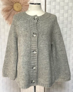 Neu mit Etikett Ann Taylor LOFT Wolle Alpaka grau Knopfleiste Cardigan Pullover Größe XL - Bild 1 von 14