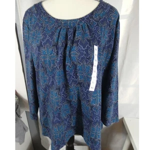Camisa Croft & Barrow XL para mujer elástica floral mangas 3/4 informal nueva con etiquetas - Imagen 1 de 6