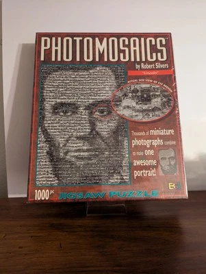 Quebra-cabeça Abraham Lincoln Photomosaics desafiador por Robert Silvers não usado  - Imagem 1 de 4