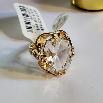 Anillo de cóctel Anthropologie grueso grande cristal oro sobre latón nuevo con etiquetas talla 6 Foto 1 de 4