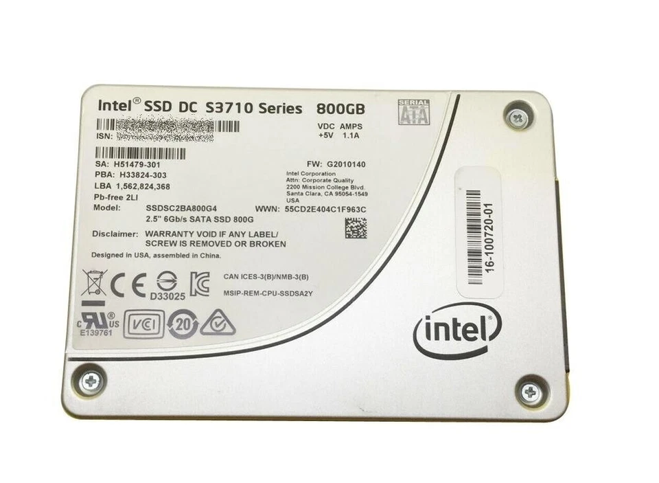 英特尔 DC S3710 800GB SATA SSD 2.5 英寸服务器硬盘 SSDSC2BA800G4 戴尔惠普 — 第 1/1 张图片