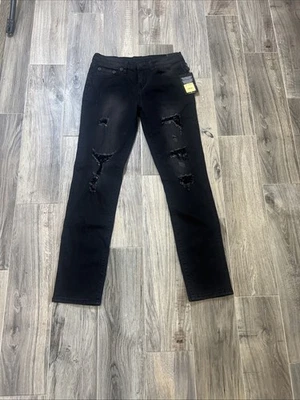 True Religion Girls Rocco Relaxed Skinny Jeans Distressed Black Size 16 Girls - Image 1 of 4
