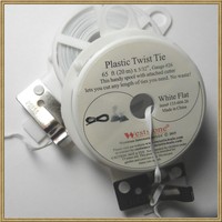 65ft (20m) Plastic Flat Twist Tie roll with cutter for general use