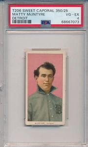 T206 SWEET CAP 350- MATTY MCINTYRE DETROIT - PSA 4 VG-EX (SVSC)-FRESHLY GRADED! - Picture 1 of 2
