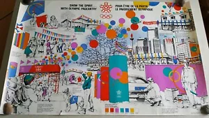 Olympic Spirit Poster Calgary 1988 Winter Olympic 1979 english French 34"x22" - Picture 1 of 12