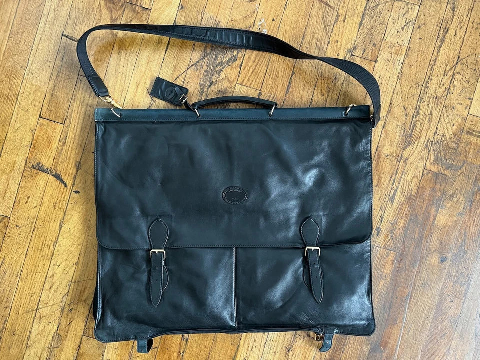 Bolsa de vestuário Longchamp vintage couro de bezerro preto muito rara Muito boa/EUC - Imagem 1 de 4