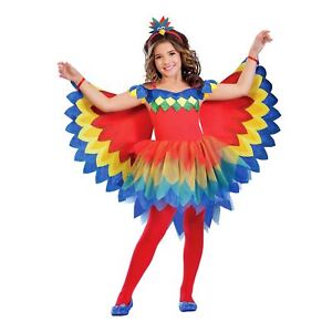 Kids Girls Rainbow Pretty Parrot Fairy Bird Animal Wild Fancy Dress Book Costume