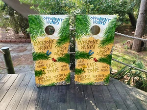 IMPERMEABLE Y A PRUEBA DE DECOLORACIÓN Cornhole Board Wraps Tropical JUEGO DE BEBER / - Imagen 1 de 9