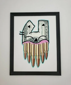 rusty cat Pop Art Pablo Escobar PRINT Original Artwork by NYC street artist PUKE - Picture 1 of 3