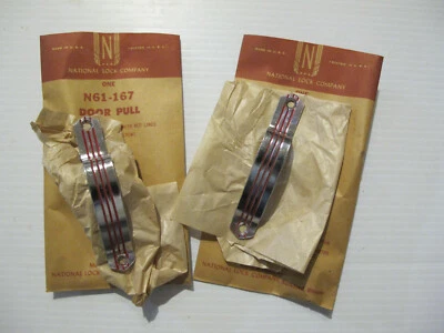 一对艺术装饰门拉/把手 NOS 国家锁公司铬/红线 — 第 1/4 张图片