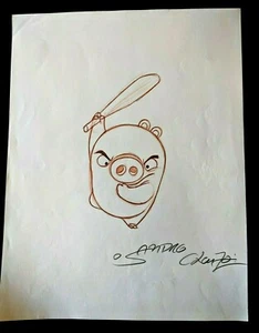 PELÍCULA ANGRY BIRDS Original Dibujado a Mano SANDRO CLUEZO FIRMADO Piggy Concept #AB - Imagen 1 de 3