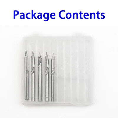 5 Pcs 30° V Groove Engraving Tool Flat Bottom CNC Spiral Router Bit 1/8 Shank - image 1 of 4