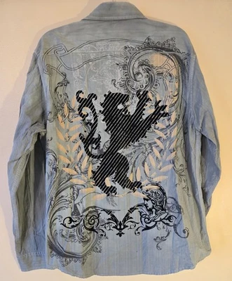 Men’s Helix Green Gothic Grunge Archaic Punk Style Button Up Shirt Y2K Size XL - Image 1 of 4