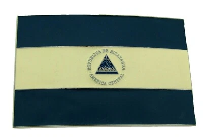  Republic of Nicaragua Flag Belt Buckle Nicas Nicaraguans Country Nation Western - Image 1 of 2