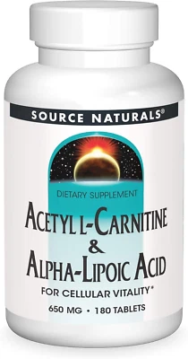Acetyl L-Carnitine & Alpha-Lipoic Acid 650Mg - 180 Tablets - Imagem 1 de 4
