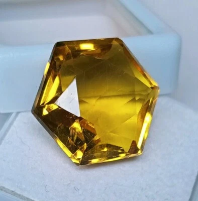 Yellow Topaz Brazilian Hexagon Cut 13-14 Ct EGL Certified Natural Loose Gemstone - Image 1 of 4