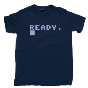 C64 Ready T Shirt Commodore 128 PET Vic-20 CBM 64 IBM Retro 8-bit Videogame Tee - Picture 1 of 9
