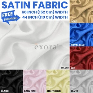 Silky Satin Dress Craft Fabric Plain Luxury Wedding Material 110cm & 152cm Wide - Picture 1 of 84
