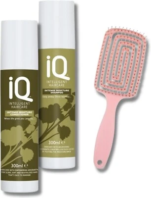 IQ Intelligent Haircare Intense Moisture Shampoo & Conditioner 300ml plus brush