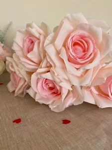5 Stück Set seidene Rosen 37 cm lang Hochzeit Deko Tischdeko Vintage Look Shabby - Bild 1 von 9