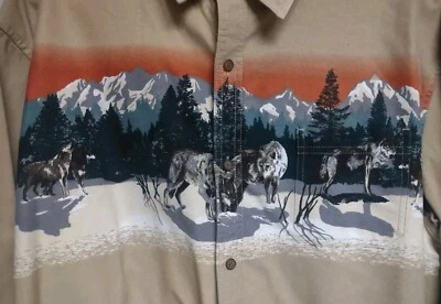 Camisa Western Masculina 2XL Manga Longa Botão para Baixo Lobos Cowboy Croft & Barrow  - Imagem 1 de 4