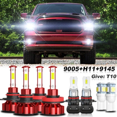 LED Headlight + Fog Light Bulbs FOR 2009 2010 2011 2012 Dodge Ram 1500 2500 3500 - Image 1 of 4