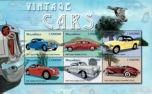 Mozambique 2002 - Vintage Cars Bugatti Cadillac - Sheet of 6 - Scott 1710 - MNH - Picture 1 of 1