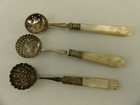 3 x Antique Mother of Pearl Handled Silver Plated Sifter Spoons