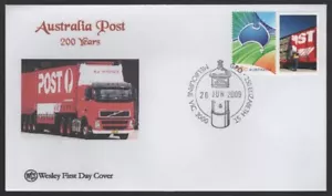 2009 Australia POST Bicentennial 200 Years Red TRUCK Cachet WCS Wesley FDC - Foto 1 di 1