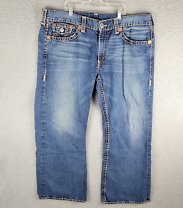 Men's True Religion Blue Jeans 44x33 Wide Leg Baggy Billy Super T Flap