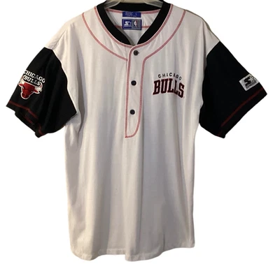 CAMISETA DE LOS CHICAGO BULLS HENLEY VINTAGE STARTER BALONCESTO GRANDE 90’S Foto 1 de 4
