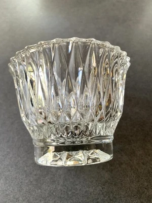 "Candelabro o plato de caramelo vintage, vidrio transparente, patrón de diamante, base de estrella, 3""" Foto 1 de 4