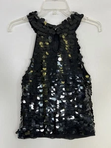 Sequin Tank  Avenue Montaigne Black Vintage Women’s Sz S Vintage Wimsigoth - Picture 1 of 7