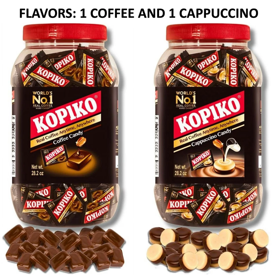 Kopiko Candy Jars (2 Jars, 28.2 oz Each) – 2 Coffee, 2 Cappuccino, or 2 Mixed - Image 1 of 1