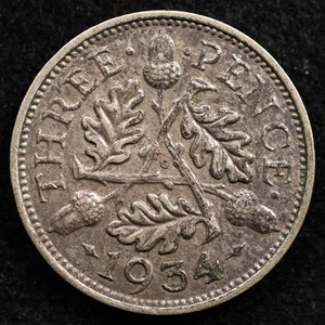 Großbritannien 3 Pence 1934, Münze, Silber, Inv#F006 - Bild 1 von 2