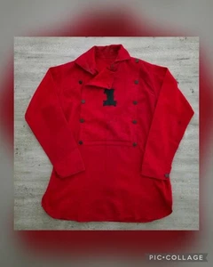 Antique Vintage Early 1900's Fireman Firefighters Bib Front Wool Shirt Uniform - Picture 1 of 18