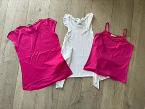 3 Girls Tops NEXT & Matalan Vest Top Pink & White Age 10-11 Years - Picture 1 of 6
