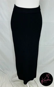 Glassons Ribbed Knit Black Maxi Skirt Size S/ AU 8  Side Split - Picture 1 of 7