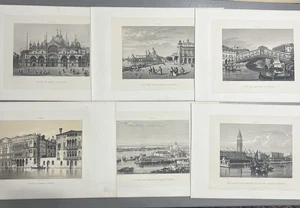 Serie 6 Ansichten von Venedig ca. 1850 Dusacq Martens Salathé Radierungen  - Bild 1 von 16