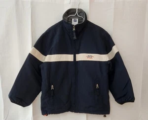 Vintage 90s Gap Navy Blue White Stripe Fleece Lined Zip Jacket Kids Size S/5-6 - Picture 1 of 3