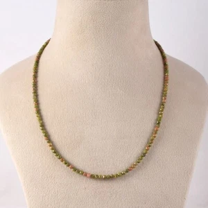 2-3 mm Natürlicher Grüner Unakit Facettiert Rund Heilung Edelstein Perlen 18 Zoll Halskette - Bild 1 von 8